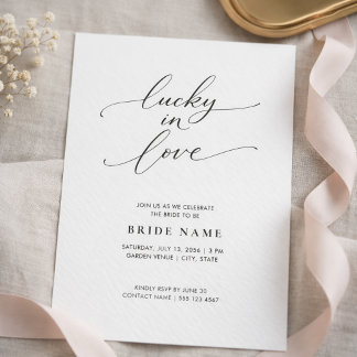 Lucky in Love | Modern Minimalist Bridal Shower Invitation