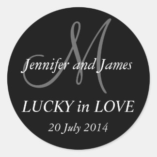 Lucky in Love Monogram M Sticker Wedding Sticker