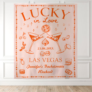 Lucky in Love Orange Cocktail Bachelorette Party Tapestry
