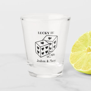 Lucky In Love Playful Pair of Dice Weddings Fun  Shot Glass