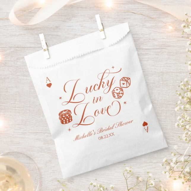 Lucky In Love Playing Card Casino Bridal Shower Favour Bags (Clipped)