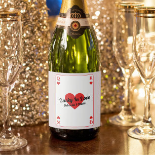 Lucky In Love Playing Card Couples Shower Favour Sparkling Wine Label