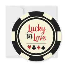 Lucky In Love Poker Chip Black Off-White Wedding