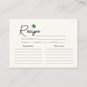 Lucky in Love Recipe Bridal Shower St Patricks Day Enclosure Card