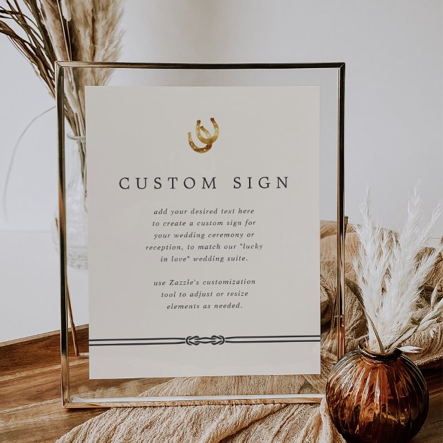 Lucky in Love Rustic Horseshoe Custom Wedding Sign (Creator Uploaded)