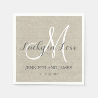 Lucky in Love Rustic Wedding Paper Napkins