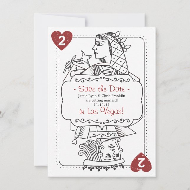 Lucky in Love Save the Date - 2 of Hearts (Front)