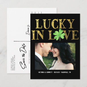 Lucky in Love   Save the Date Postcard