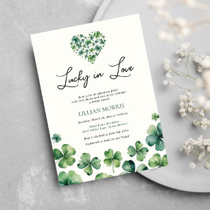Lucky in Love Shamrock Heart Bridal Shower Invitation