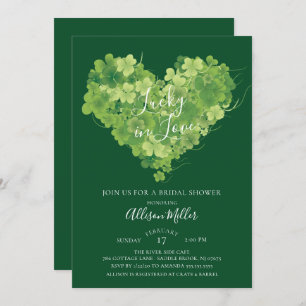 Lucky in Love Shamrock Heart Bridal Shower Invitation