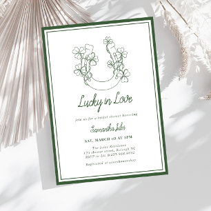 Lucky in Love Shamrock Horseshoe Bridal Shower Invitation