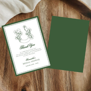 Lucky in Love Shamrock Horseshoe Bridal Shower Thank You Card