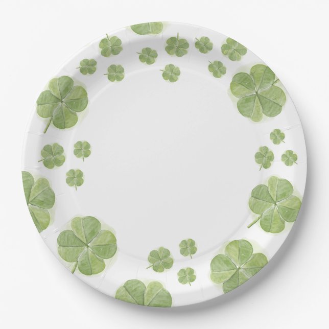 Lucky in Love Shamrock St. Patrick's Bridal Shower Paper Plate (Front)