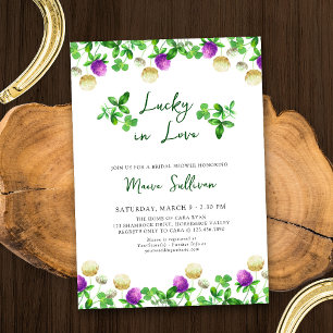 Lucky in Love Shamrocks and Clover Bridal Shower Invitation