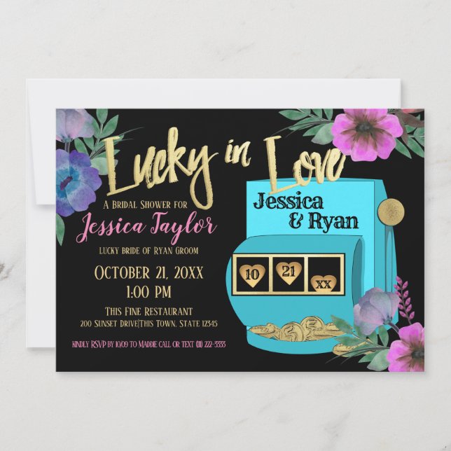 Lucky in Love Slot Machine Bridal Shower Invitation (Front)