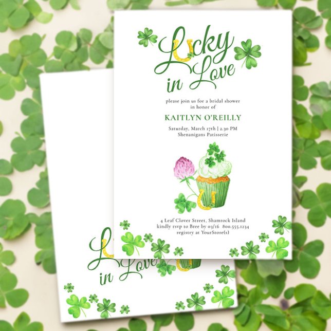 Lucky in Love St Patricks Bridal Shower Invitation (Lucky in Love St Patricks Bridal Shower Invitation by Darling & May)