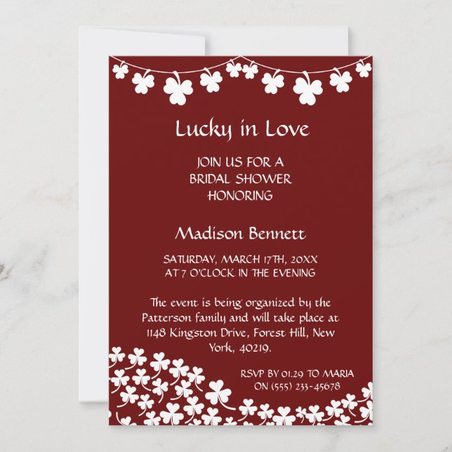 Lucky In Love St. Patrick's Day BABYShower CARD (Front)