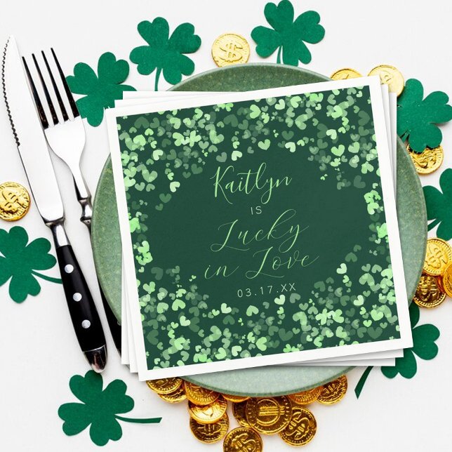 Lucky In Love St. Patrick's Day Bridal Shower Napkin (Creator Uploaded)