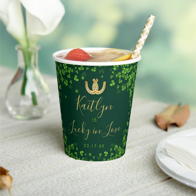 Lucky In Love St. Patrick's Day Bridal Shower Paper Cups (Insitu)