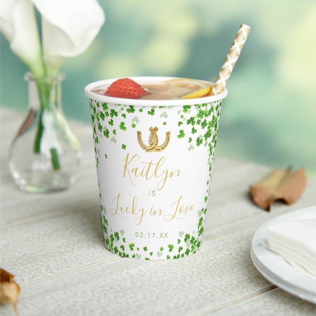 Lucky In Love St. Patrick's Day Bridal Shower Paper Cups (Insitu)