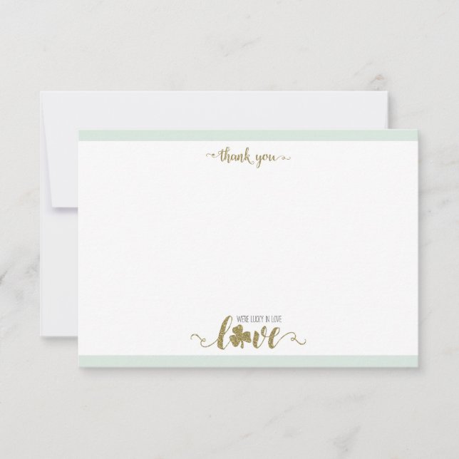 Lucky in Love St. Patrick's Day Bridal Shower Thank You Card (Front)