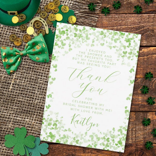 Lucky In Love St. Patrick's Day Bridal Shower Thank You Card (Creator Uploaded)