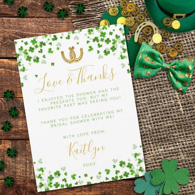Lucky In Love St. Patrick's Day Bridal Shower Thank You Card (Creator Uploaded)