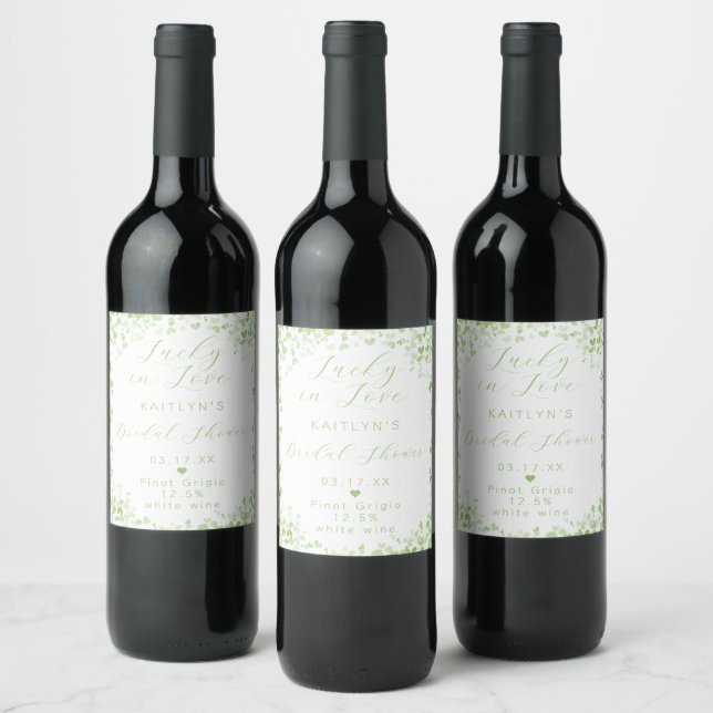 Lucky In Love St. Patrick's Day Bridal Shower Wine Label (Bottles)