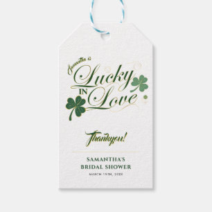 Lucky in Love St Patrick's Modern Bridal Shower Gift Tags