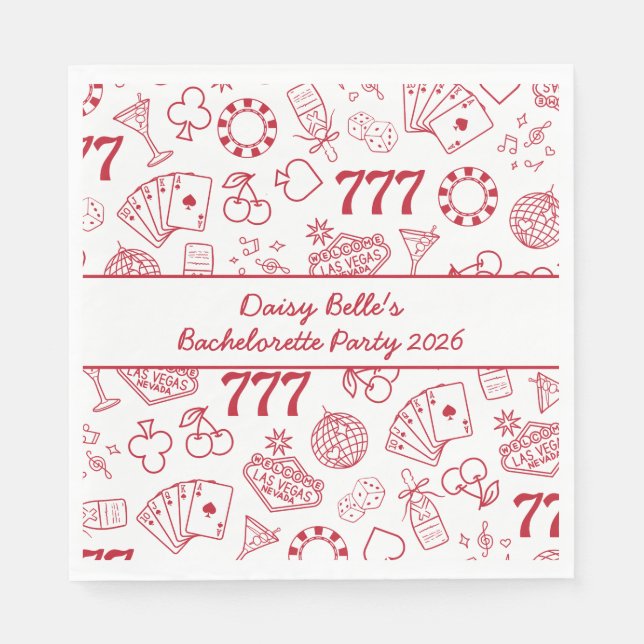 Lucky In Love Vegas Bachelorette Napkin (Front)
