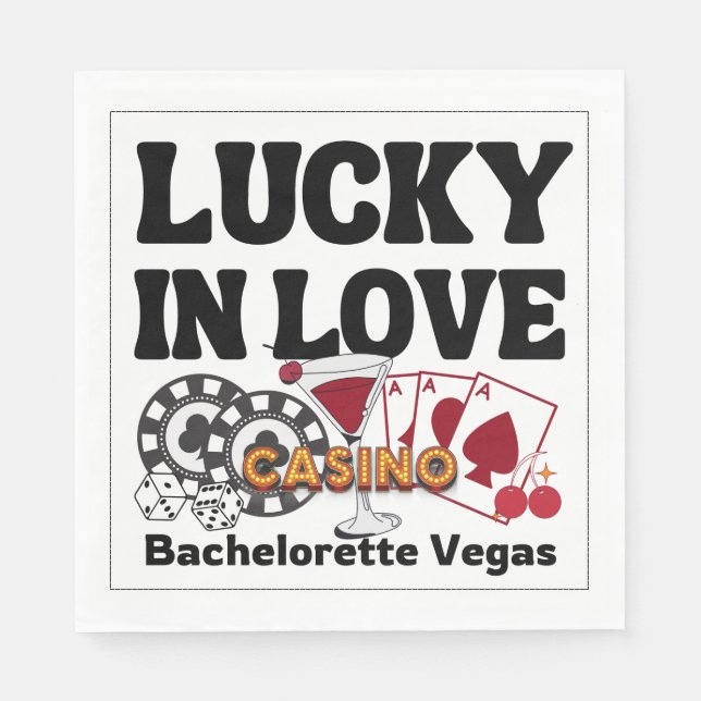 Lucky In Love Vegas Bachelorette Napkin (Front)
