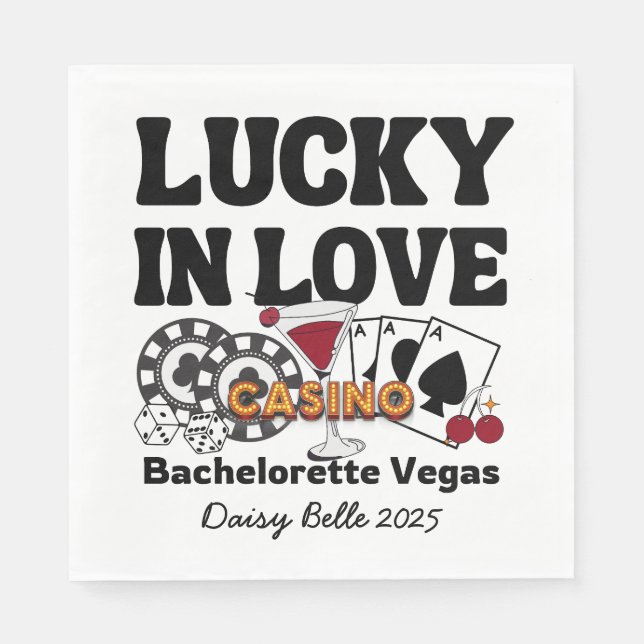 Lucky In Love Vegas Bachelorette Napkin (Front)