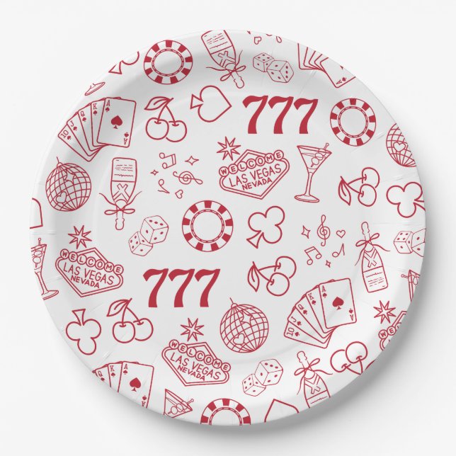 Lucky In Love Vegas Bachelorette Paper Plate (Front)