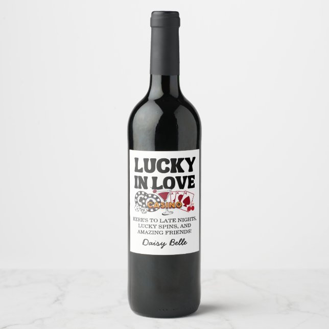 Lucky In Love Vegas Bachelorette Wine Label (Front)