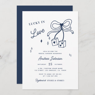 Lucky in Love Vegas Dice Casino Bow Bridal Shower  Invitation