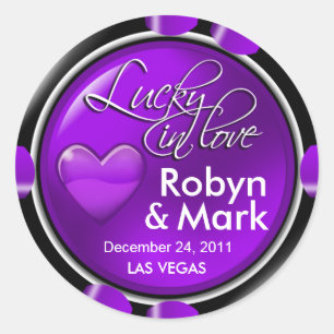 Lucky in Love Vegas Newlyweds Casino Chip Classic Round Sticker