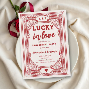 Lucky in Love Vintage Casino Engagement Party Invitation