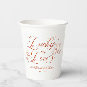 Lucky In Love Vintage Cupid Bridal Shower Paper Cups