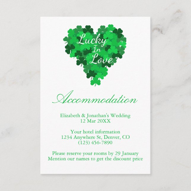 Lucky In Love Wedding Accommodation Enclosure Card (Front)
