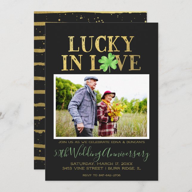 Lucky in Love | Wedding Anniversary Invitation (Front/Back)