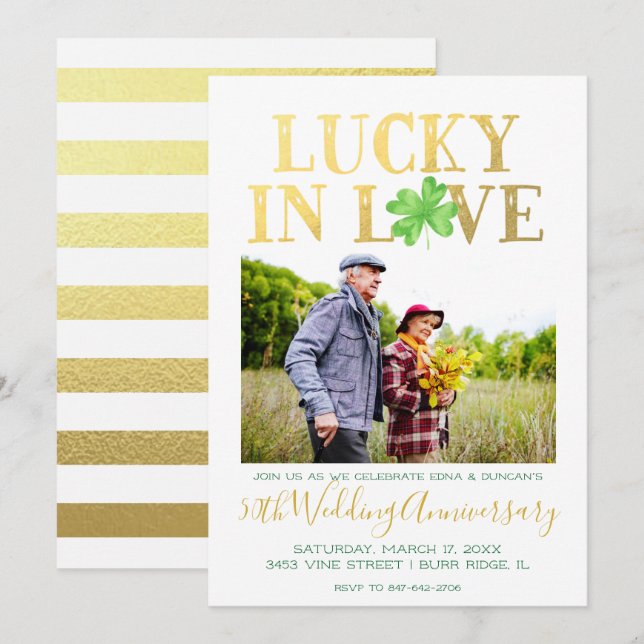 Lucky in Love | Wedding Anniversary Invitation (Front/Back)