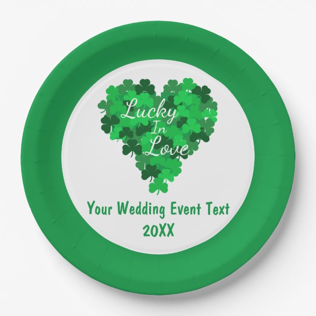 Lucky In Love Wedding Event Paper Plate (Front)