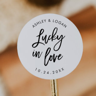 Lucky In Love Wedding Lottery Favour  Classic Round Sticker