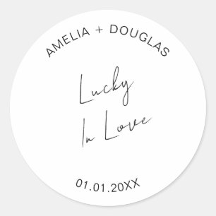 Lucky In Love Wedding Party Lottery Favour Bag Gif Classic Round Sticker