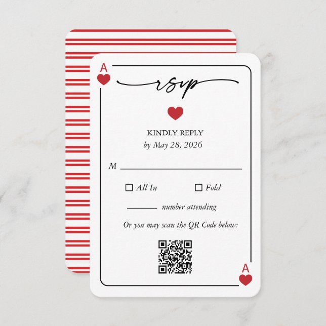 Lucky in Love Wedding RSVP Card with QR Option (Front/Back)