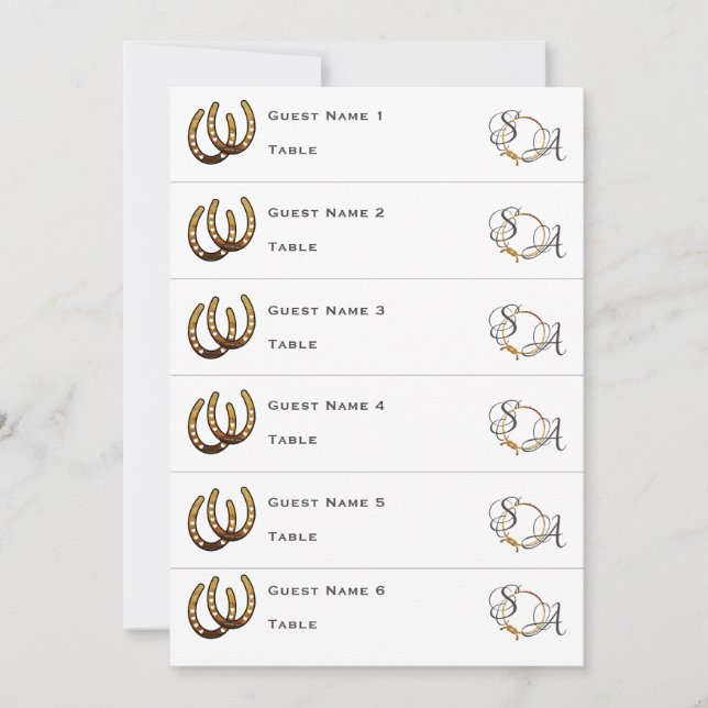 Lucky In Love Western Horseshoe Wedding Place Card (Front)