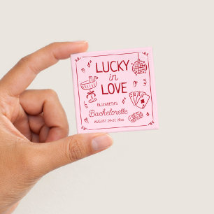 Lucky In Love Whimsical Hand Drawn Bachelorette 15 Cm Square Badge