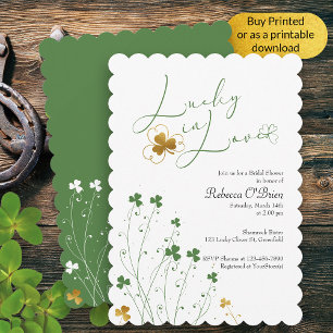 Lucky in Love Wildflower Shamrocks Bridal Shower Invitation