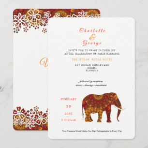 Lucky Indian Elephant Elegant Lace Wedding Invite