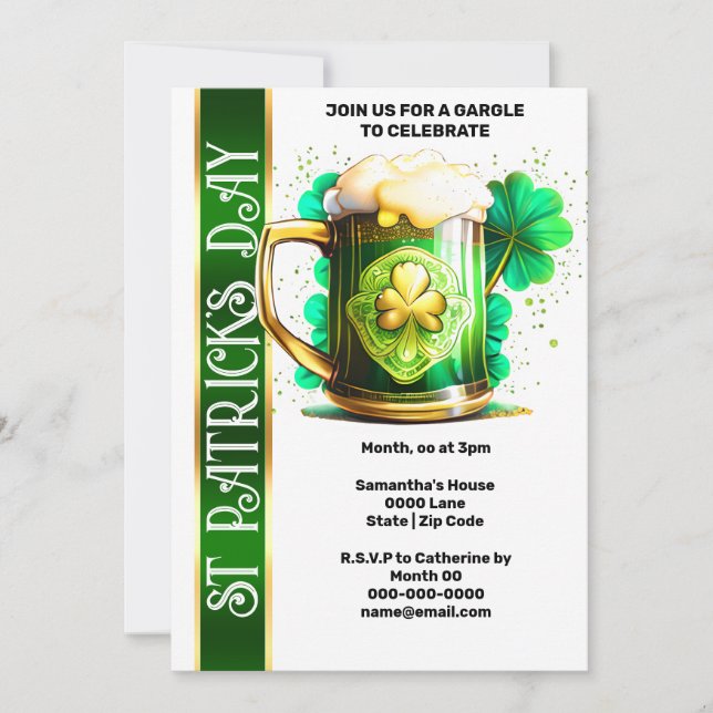 Lucky Irish beer shamrock clover St. Patrick's Day Invitation (Front)